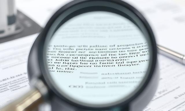 A magnifying glass over a legal document with a signature line